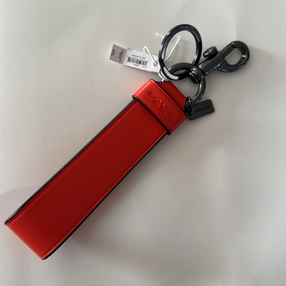 COACH Large Loop Key Fob Red Orange / Gunmetal NWT $80